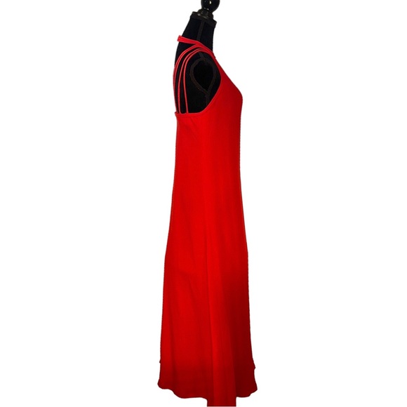 Diane von Furstenberg Sophia Dress Size 6 Silk Halter Gown Poppy Red Strappy - Picture 5 of 16